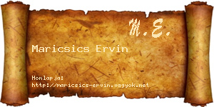Maricsics Ervin névjegykártya