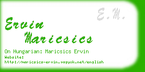 ervin maricsics business card